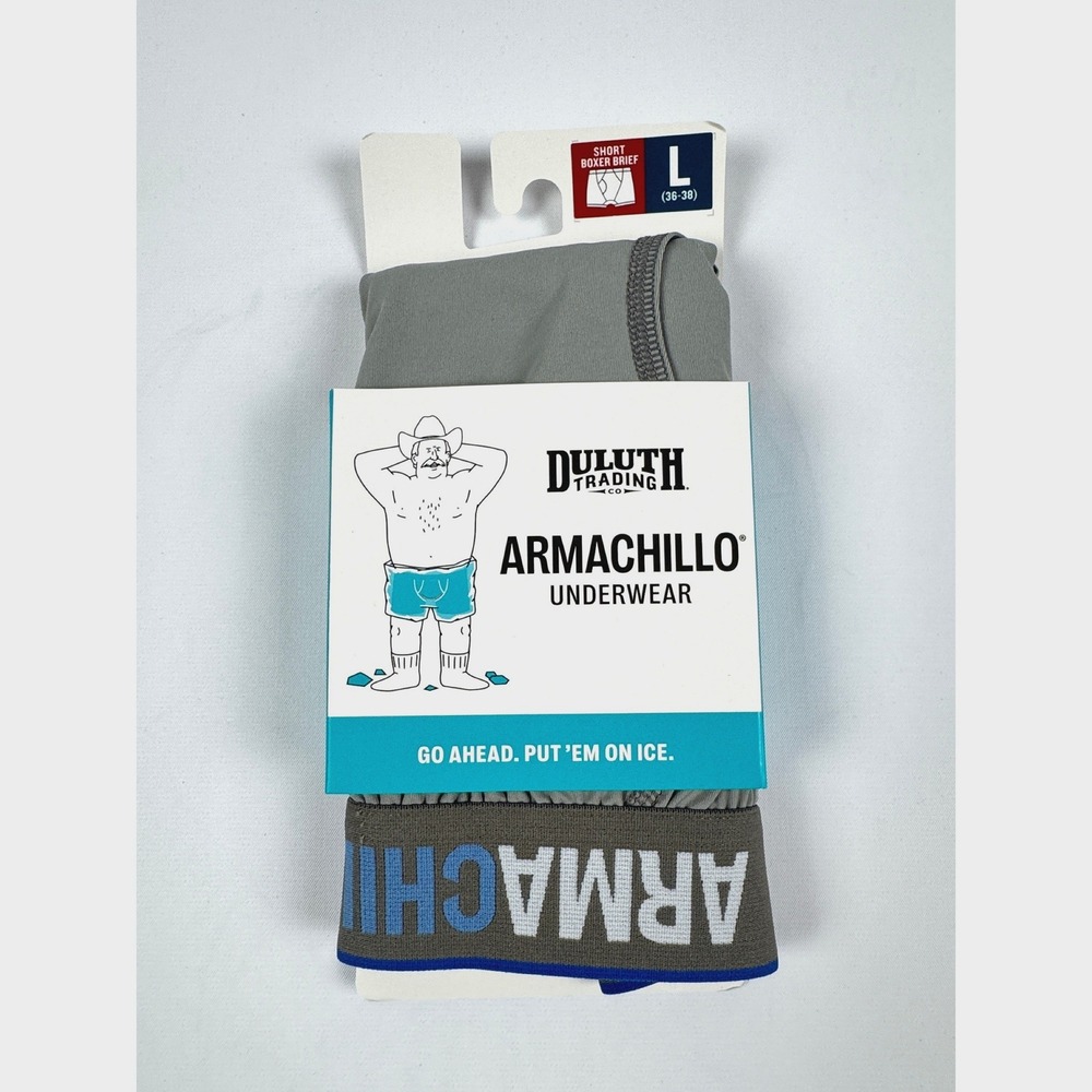 Duluth Trading Co Men's Armachillo Cooling Boxer Briefs Light Gray Size Large